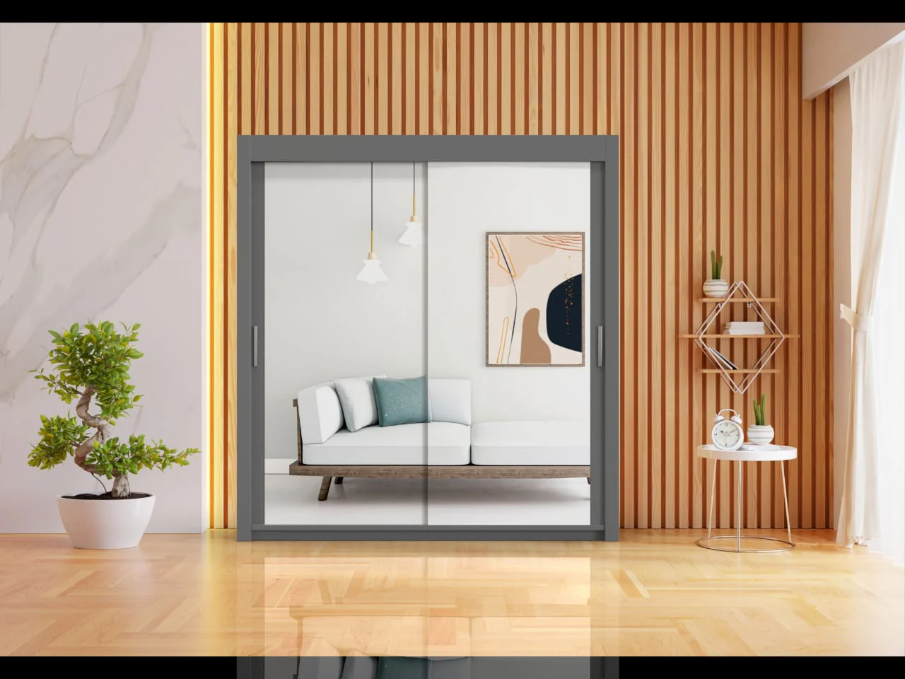 Modern Milan 203cm Wardrobe – Slim Fit Bedroom Furniture