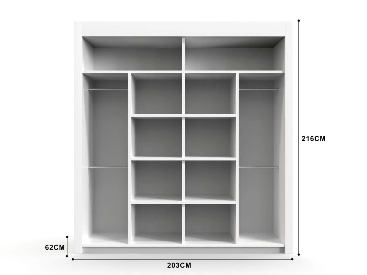Oslo Sliding Wardrobe 203cm – Elegant Storage Solution for Large Rooms