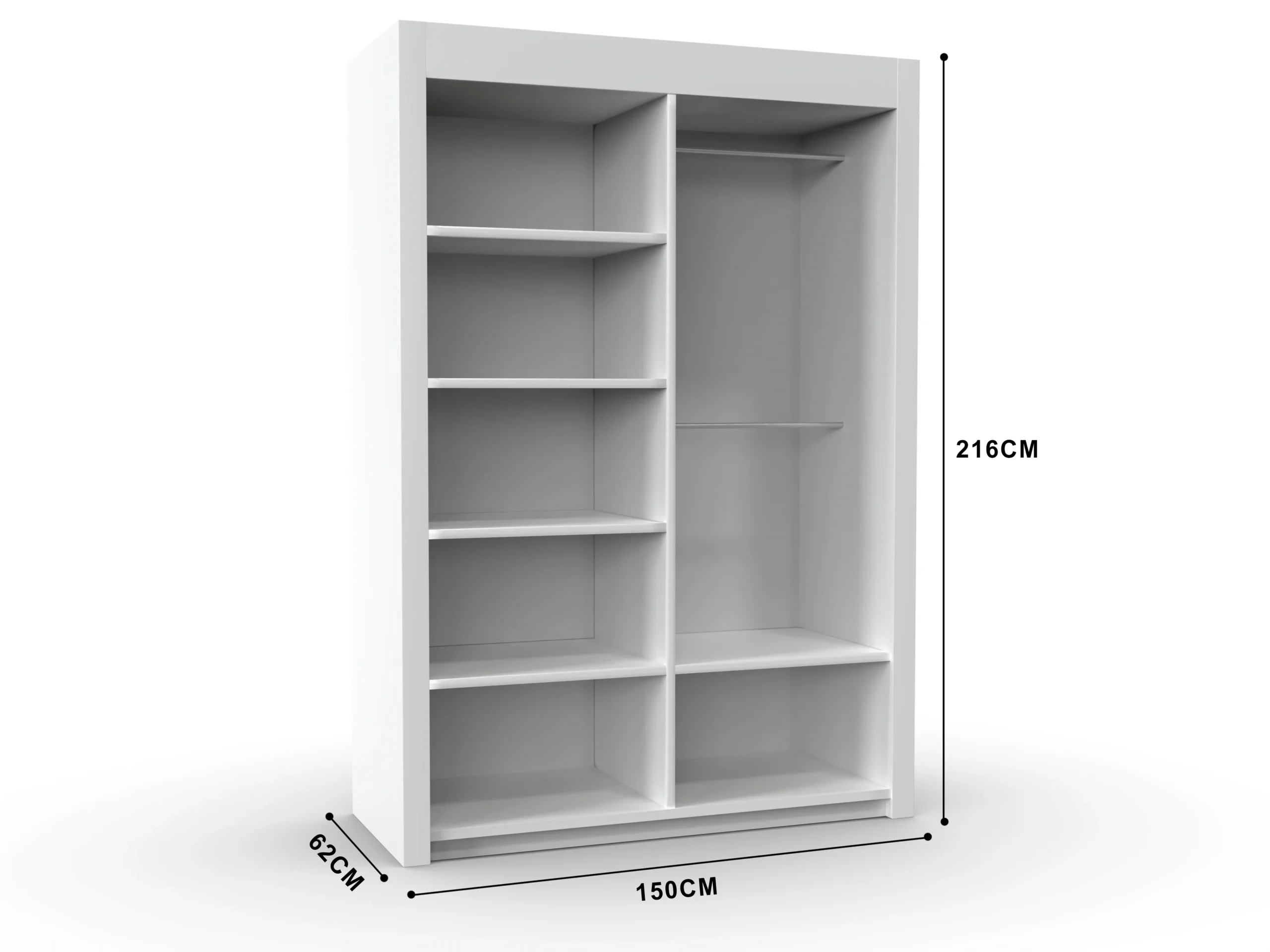 180cm Dallas Sliding Door Wardrobe – Mirror Finish