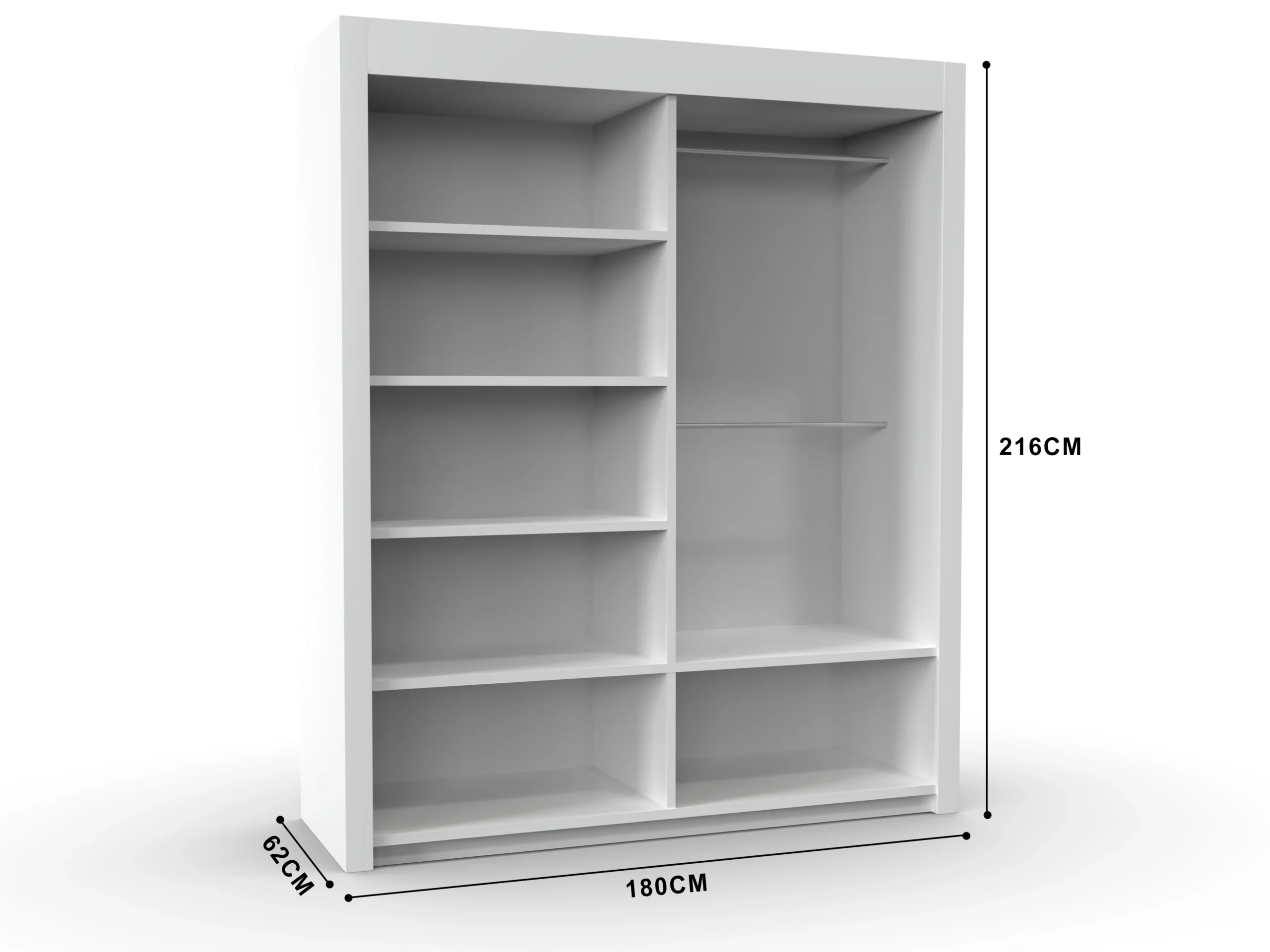 180cm Dallas Sliding Door Wardrobe – Mirror Finish