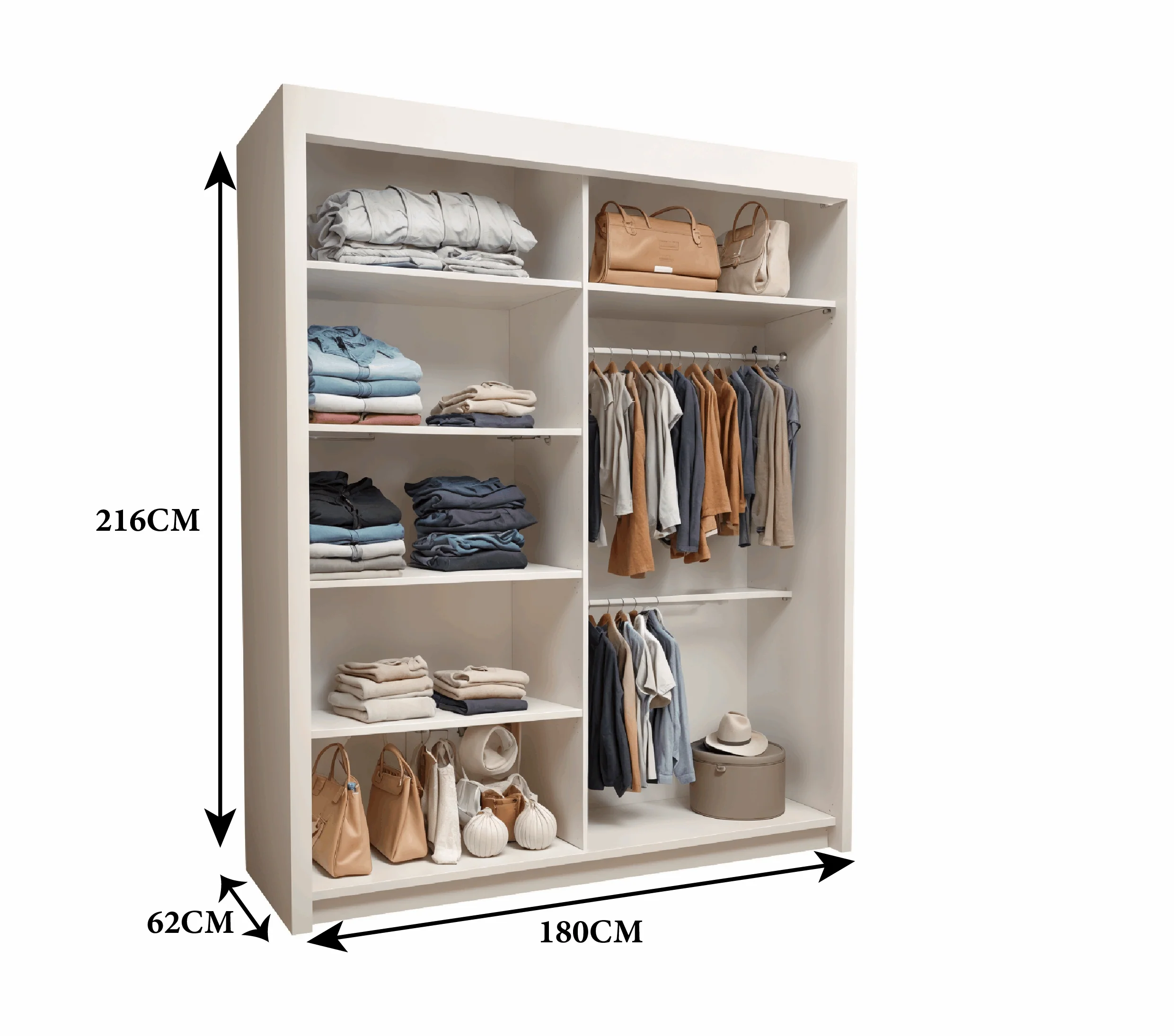180cm Venice Sliding Door Mirror Wardrobe - Grey, White, and Black - Modern Design - 2 Doors