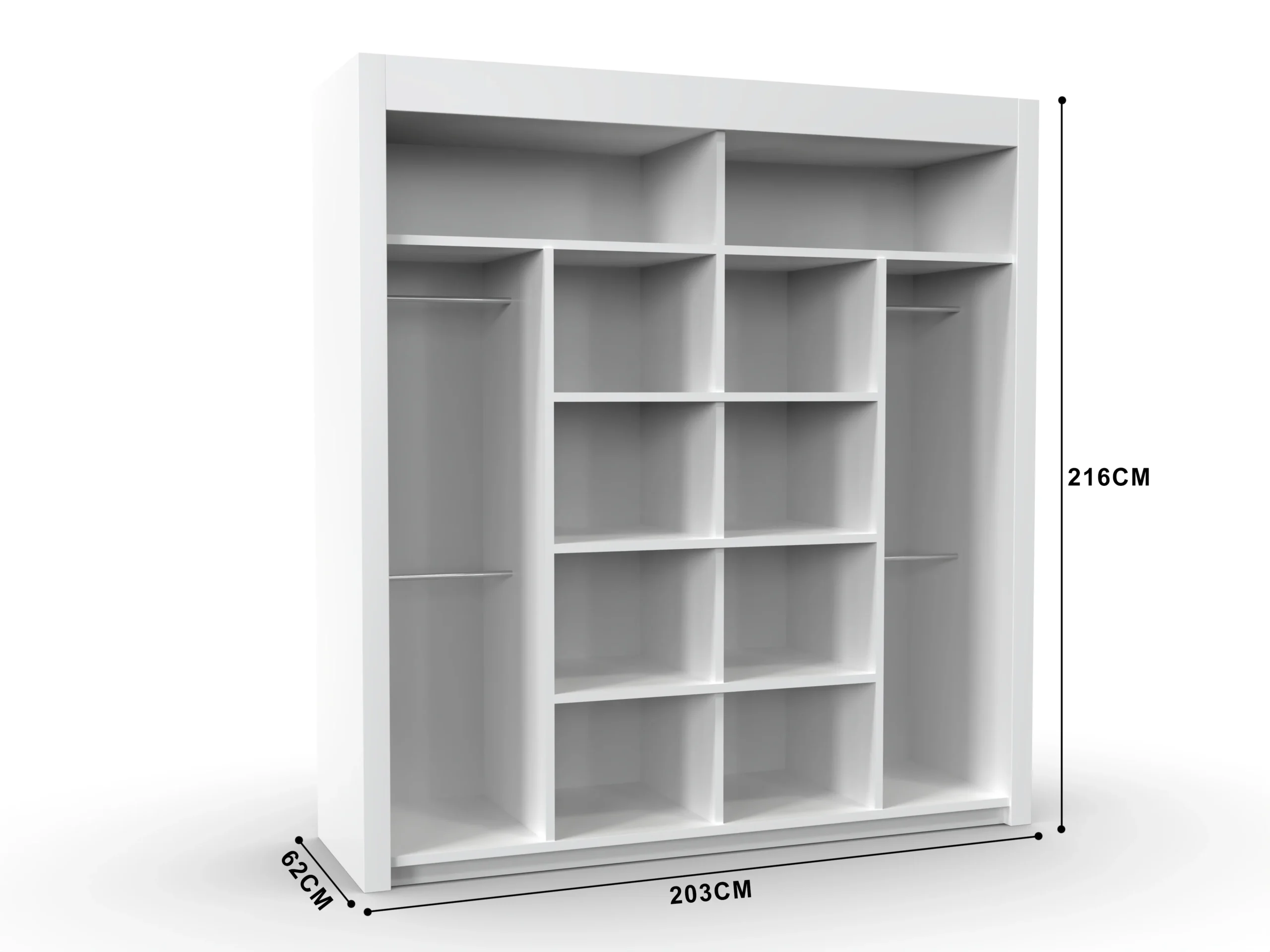 180cm Dallas Sliding Door Wardrobe – Mirror Finish