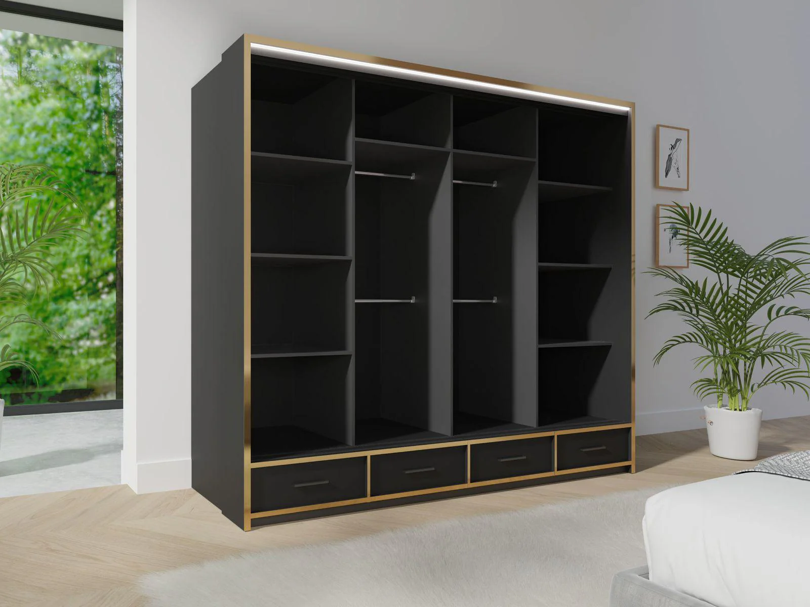 256cm Camden High Gloss Wardrobe