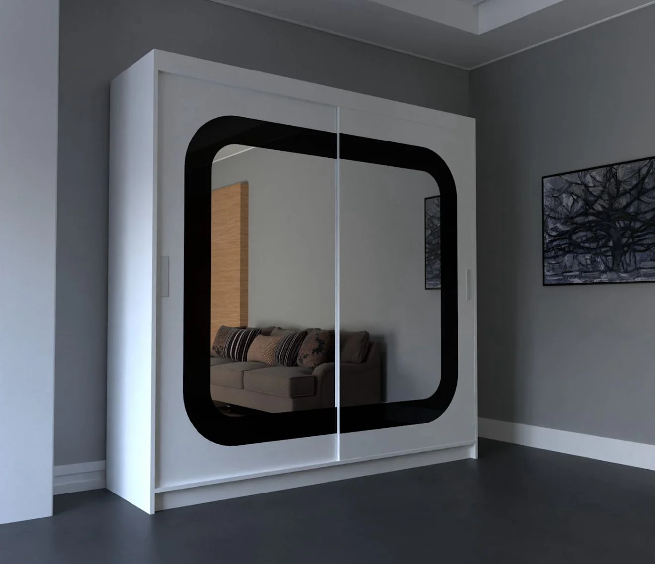 180cm Dallas Sliding Door Wardrobe – Mirror Finish