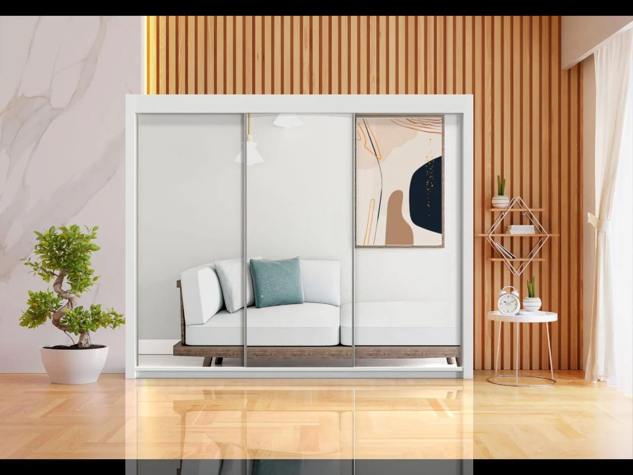 250cm Milan Wardrobe – Stylish Storage with Shelves & Rail