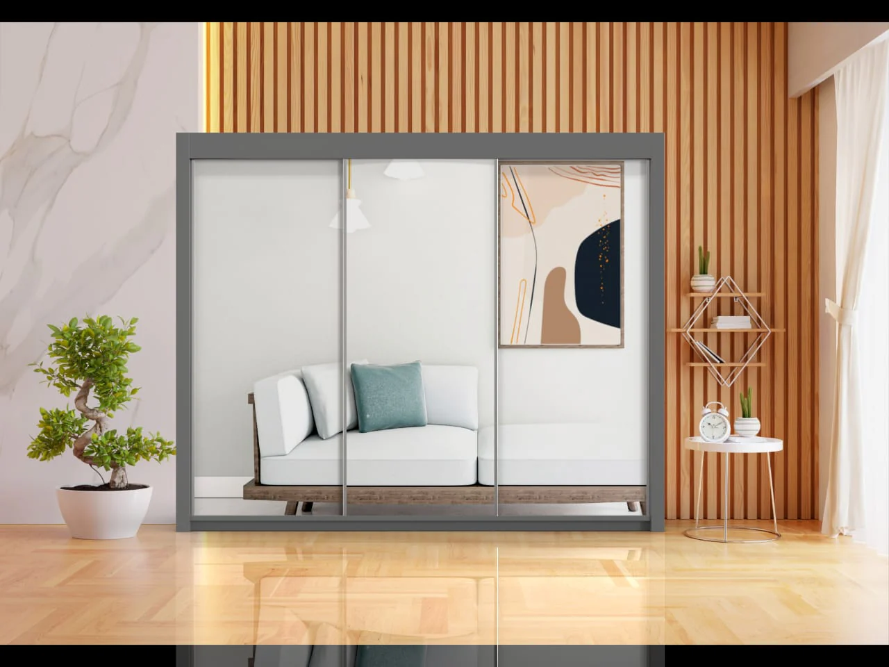 250cm Milan Wardrobe – Stylish Storage with Shelves & Rail