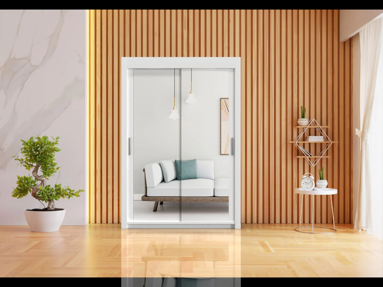 Contemporary Milan Wardrobe – 2 Door 150cm Wide Clothes Storage