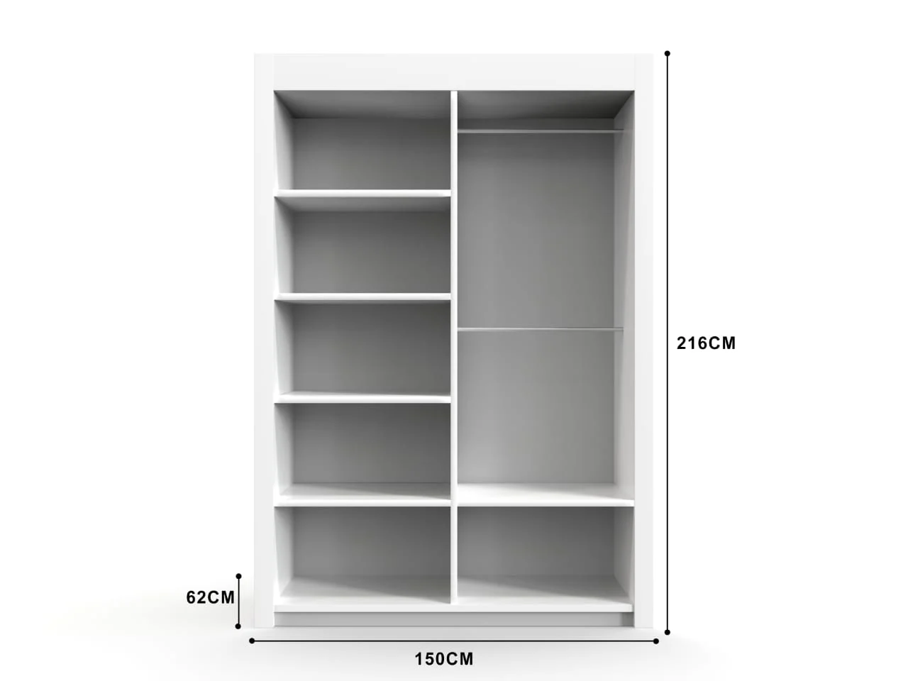 Contemporary Milan Wardrobe – 2 Door 150cm Wide Clothes Storage